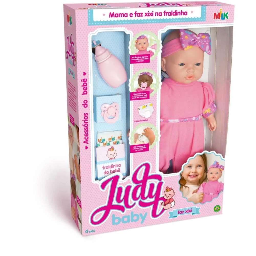 Boneca Com Mecanismo Judy Baby Faz Xixi 34Cm Milk (Unidade) - imagem 3