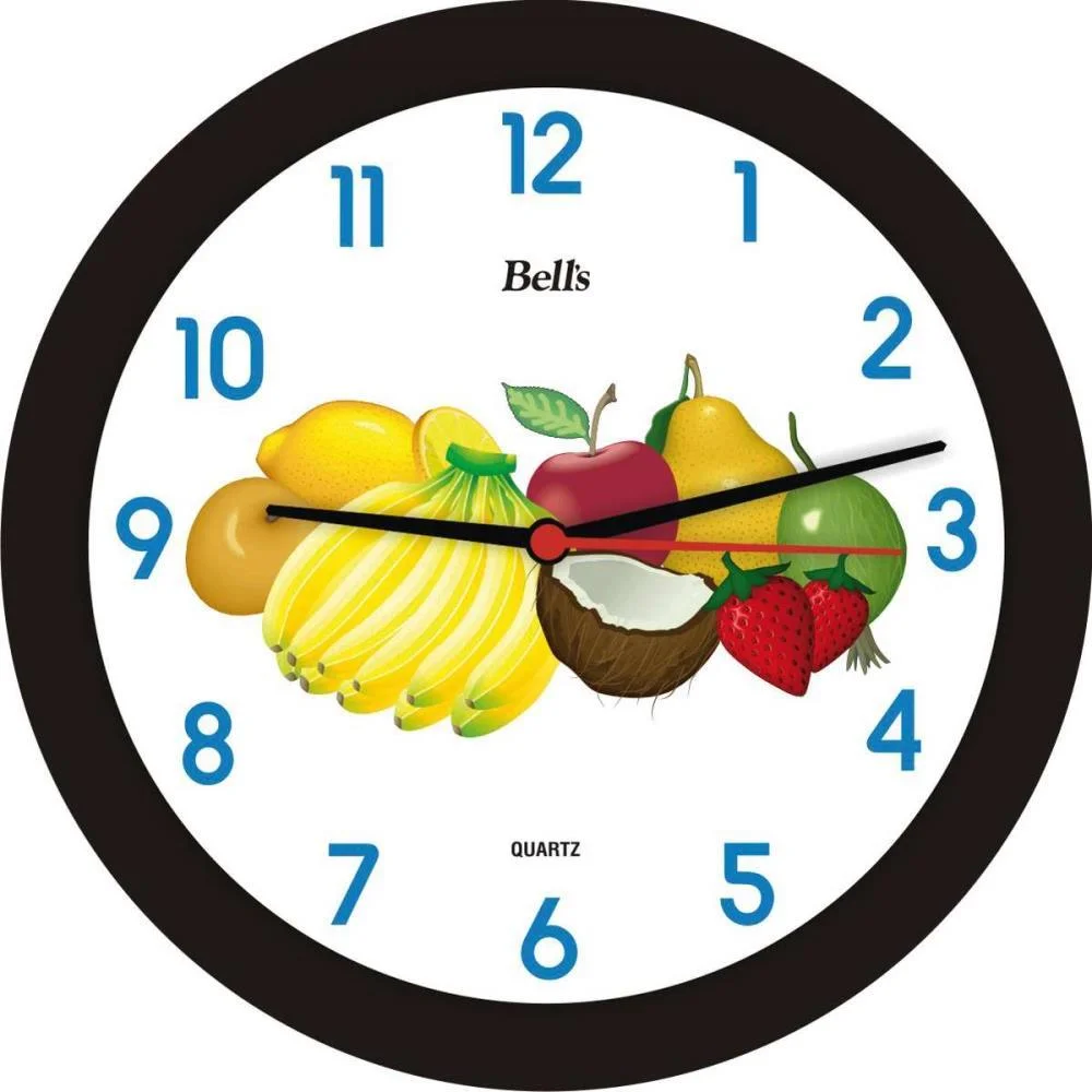 Relogio De Parede Redondo Frutas Preto 21,7Cm. Bells (Unidade) - imagem 3