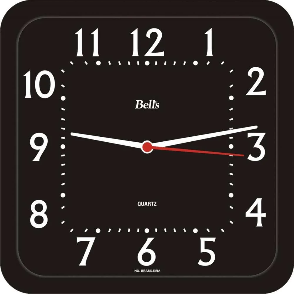 Relogio De Parede Quadrado Economico Preto 21,3C Bells (Unidade) - imagem 2