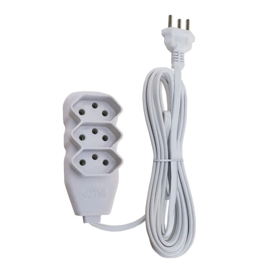 Extensao Eletrica Tripolar 5M 3 Tomadas Slim Br Force Line (Unidade) - imagem 2