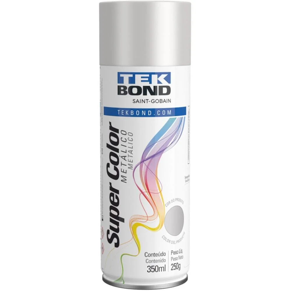 Tinta Spray Metalico Prata 350Ml/250G Tekbond (Unidade) - imagem 2