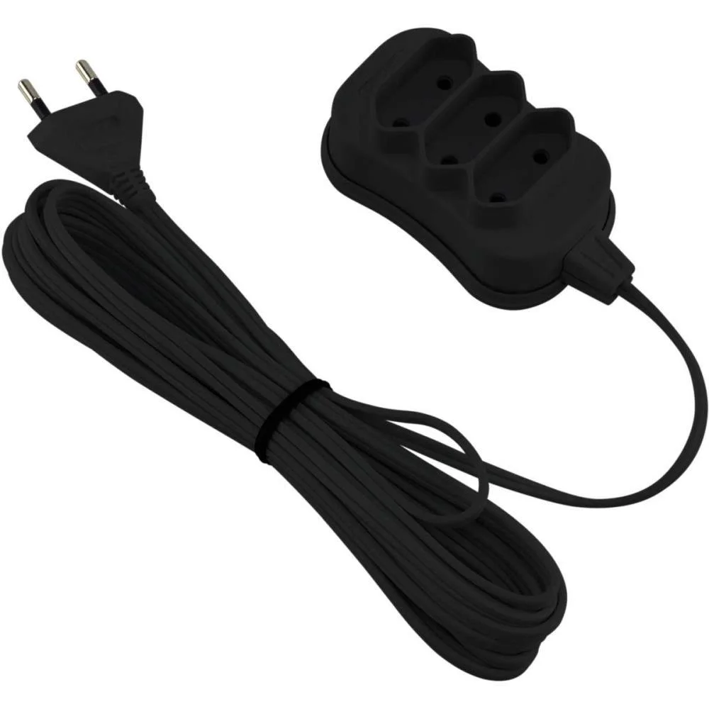 Extensao Eletrica Bipolar 5M 3 Entradas Preta Force Line (Unidade) - imagem 2