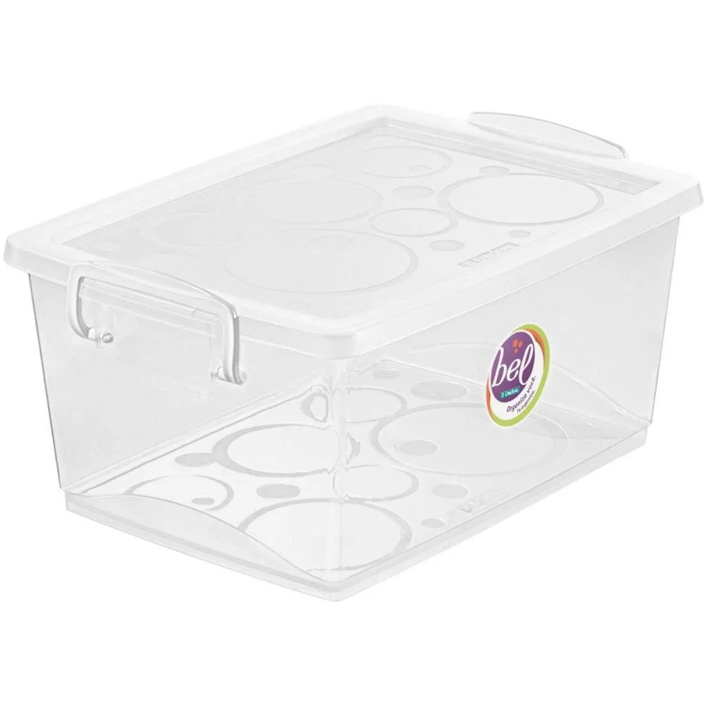 Caixa Plastica Multiuso Cristal 4L 19X26X12Cm C/Trava Ordene (Unidade) - imagem 3