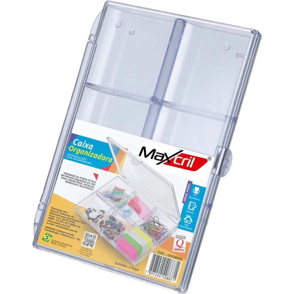 Organizador Caixa C/6 Div. Cristal Maxcril - imagem 5