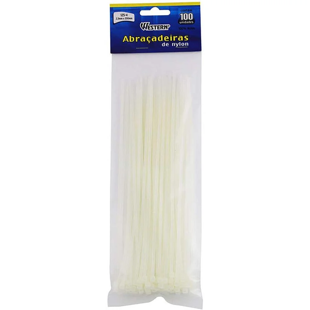 Abracadeira Nylon Branca 2,5X200Mm Western (Pct.c/100) - imagem 2