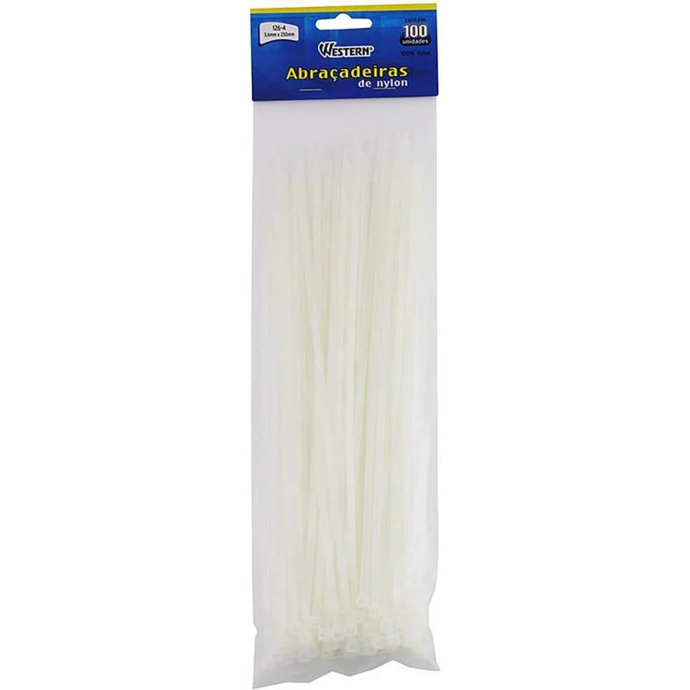 Abracadeira Nylon Branca 3,6X250Mm Western (Pct.c/100) - imagem 3