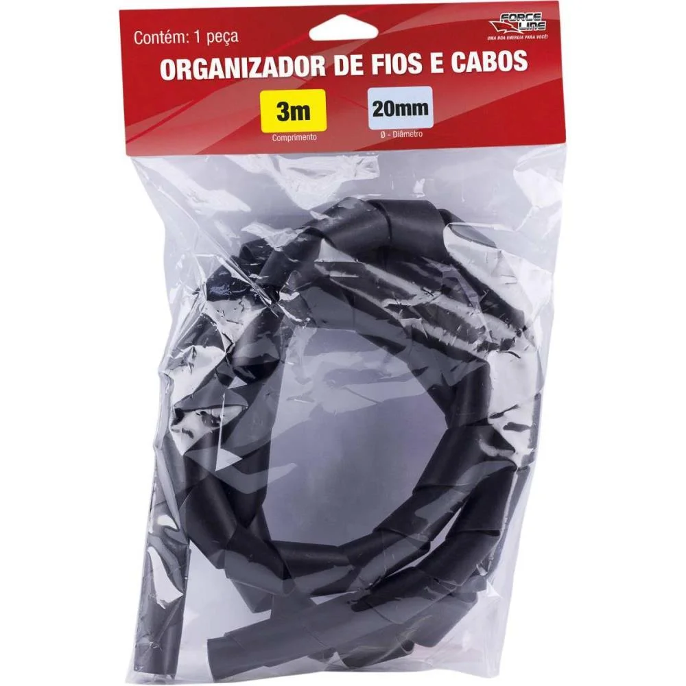 Organizador De Cabos Espiral 20Mmx1,5Mm 3Mts. Preto Force Line (Unidade) - imagem 4