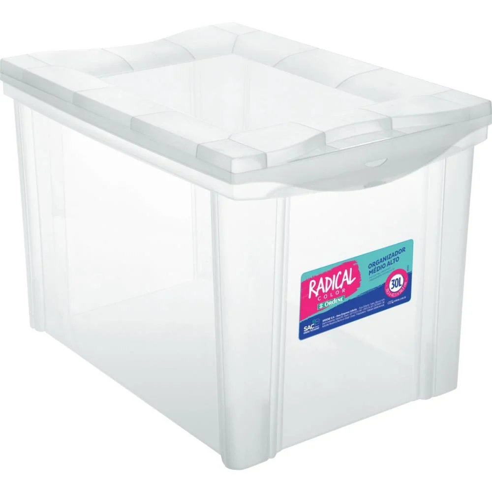 Caixa Plastica Multiuso Cristal 30L 30,5X30X42,5 Medio Ordene (Unidade) - imagem 2