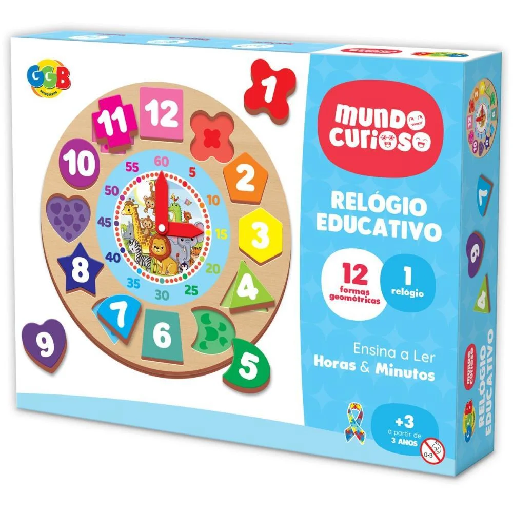 Brinquedo Pedagogico Relogio Numeros E Formas Ggb Plast (Unidade) - imagem 2