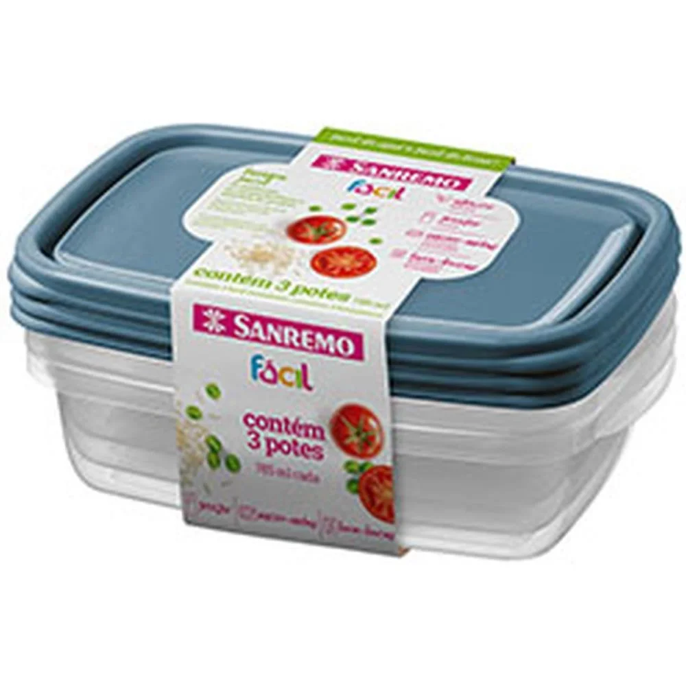Pote Plastico Conj. 3 Potes Facil 785Ml (S) Sanremo (Kit) - imagem 2