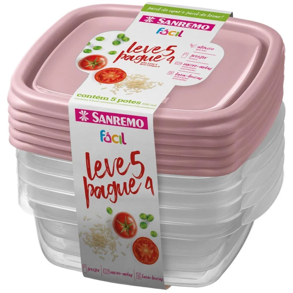 Pote Plastico Conj. L5P4 Pote Facil 530Ml(S) Sanremo (Kit) - imagem 5