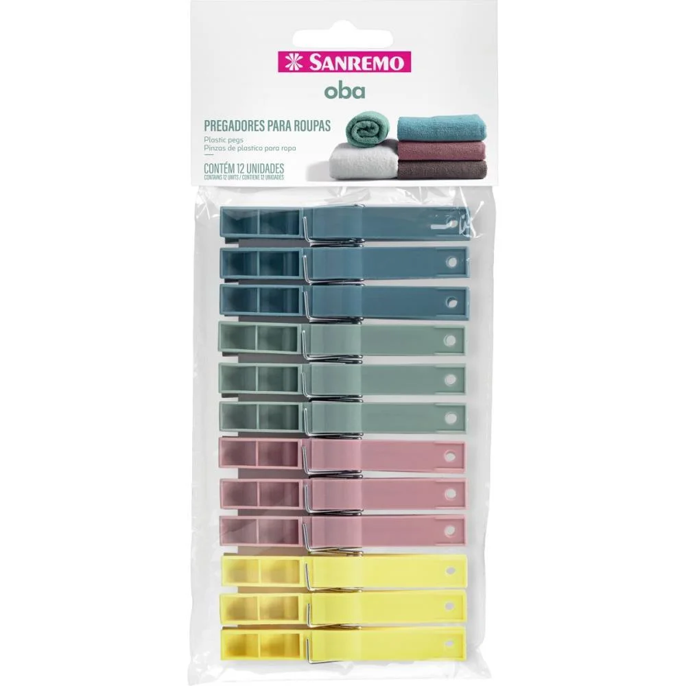 Prendedor De Roupa Pregador Plastico Sanremo (Bl.c/12) - imagem 2