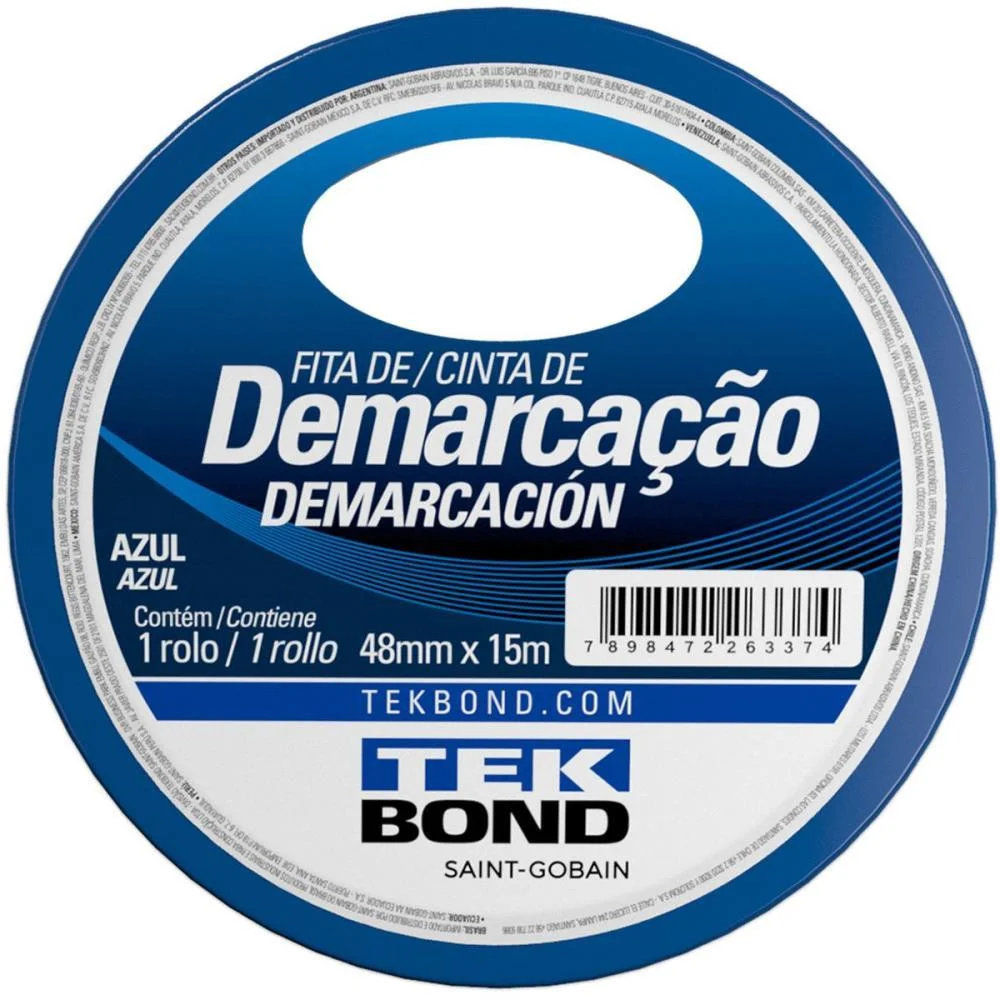 Fita Para Demarcacao De Solo Pvc Azul 48Mmx15M Tekbond - imagem 2