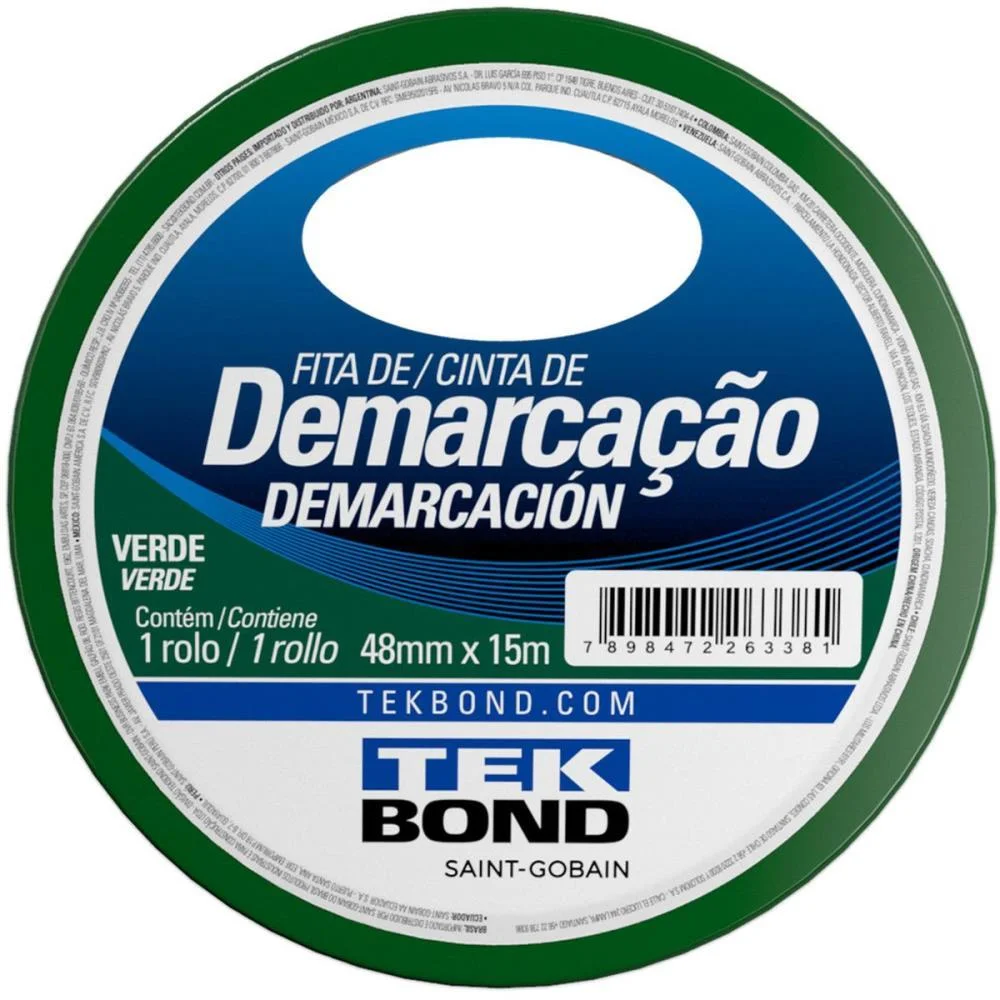 Fita Para Demarcacao De Solo Pvc Verde 48Mmx15M Tekbond - imagem 3