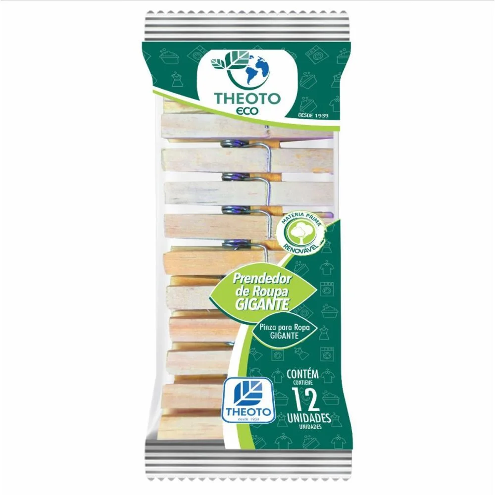Prendedor De Roupa Madeira Gigante Theoto (Pct.c/12) - imagem 2