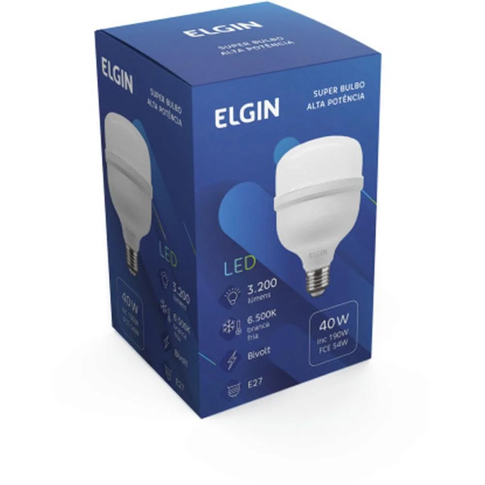 Lampada Led Bulbo T 40W Bivolt 6500K Elgin (Unidade) - imagem 5