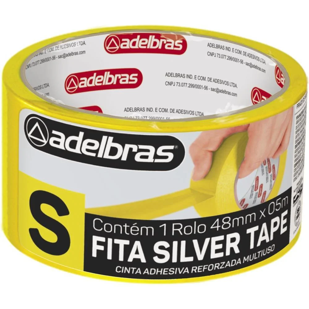 Fita De Alta Resistencia Silver Tape Amarela 48Mmx5M. Adelbras (Unidade) - imagem 3