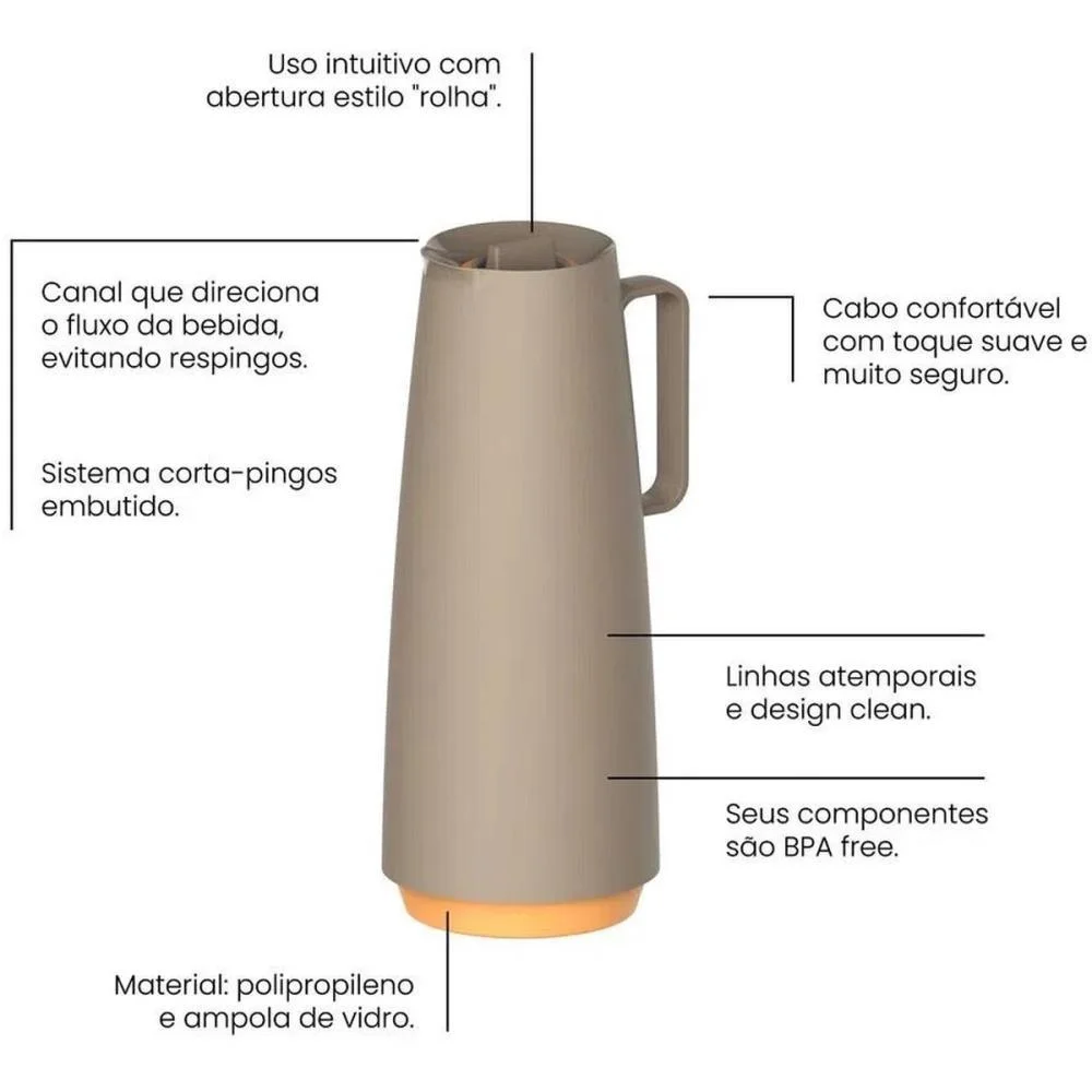 Garrafa Termica Rosca Exata 1L Bege Tramontina (Unidade) - imagem 4