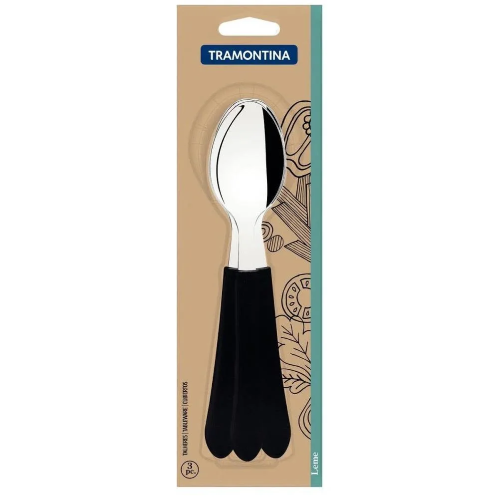 Talher Colher Mesa Leme 3Pc Inox C.pt Tramontina (Blister) - imagem 2