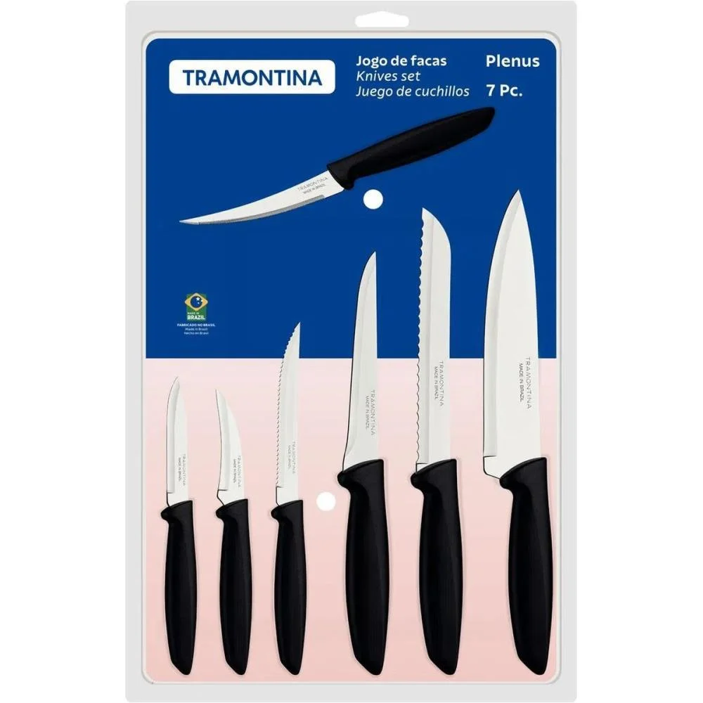 Faca Jogo Plenus 7Pcs Inox Cabo Pto Tramontina - imagem 3