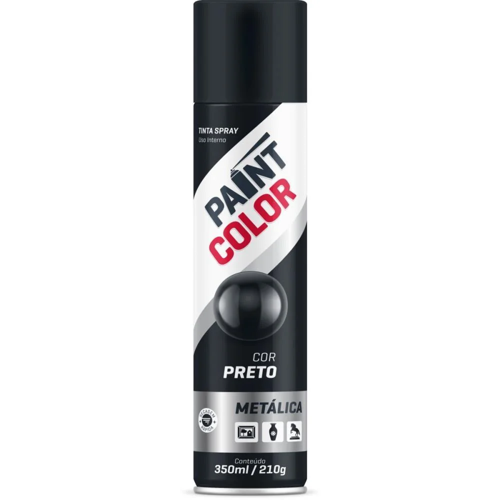 Tinta Spray Paintcolor 350Ml Metalica Pret Baston (Unidade) - imagem 3
