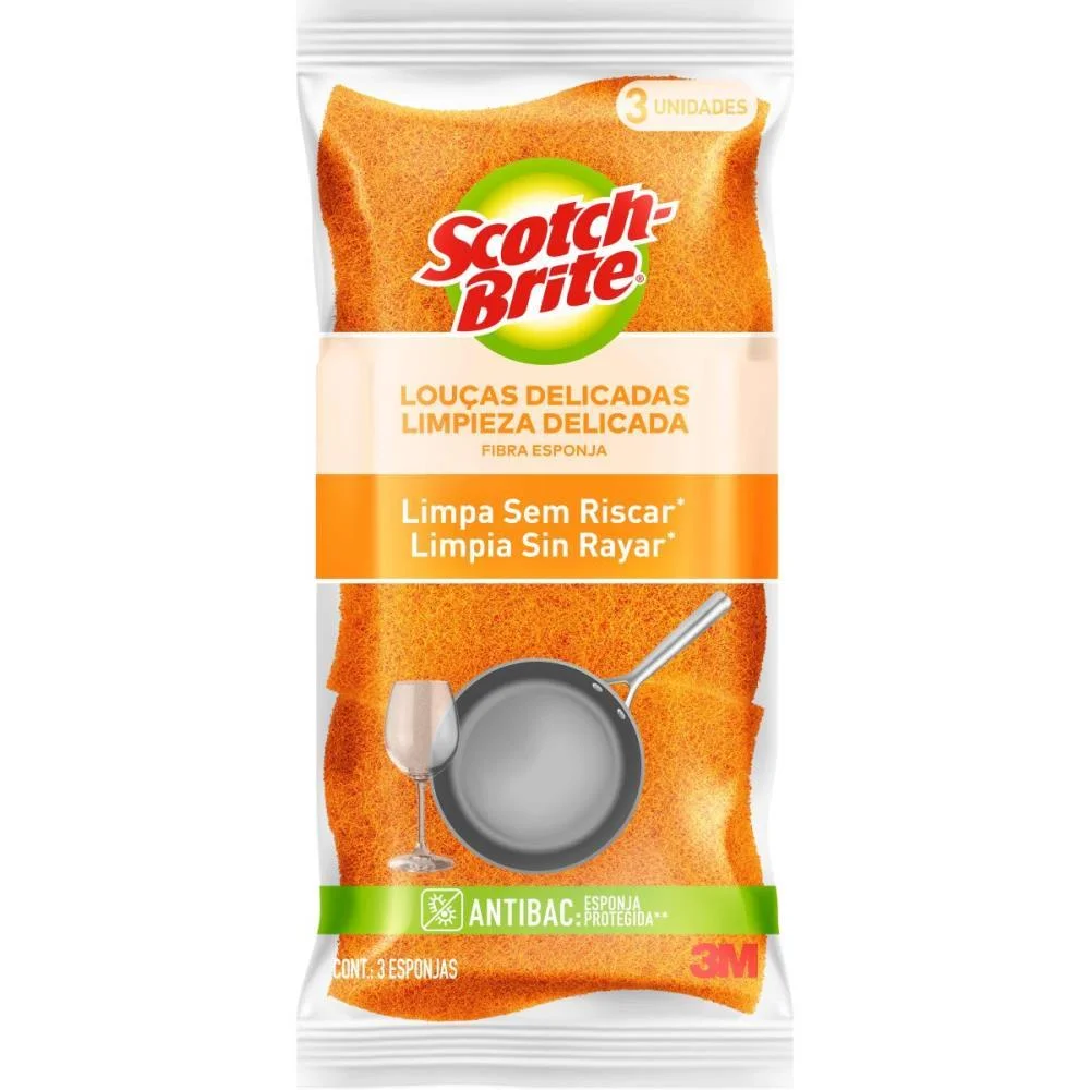 Esponja Para Limpeza Scotch Brite Nao Risca-Laranja 3M (Bl.c/03) - imagem 3