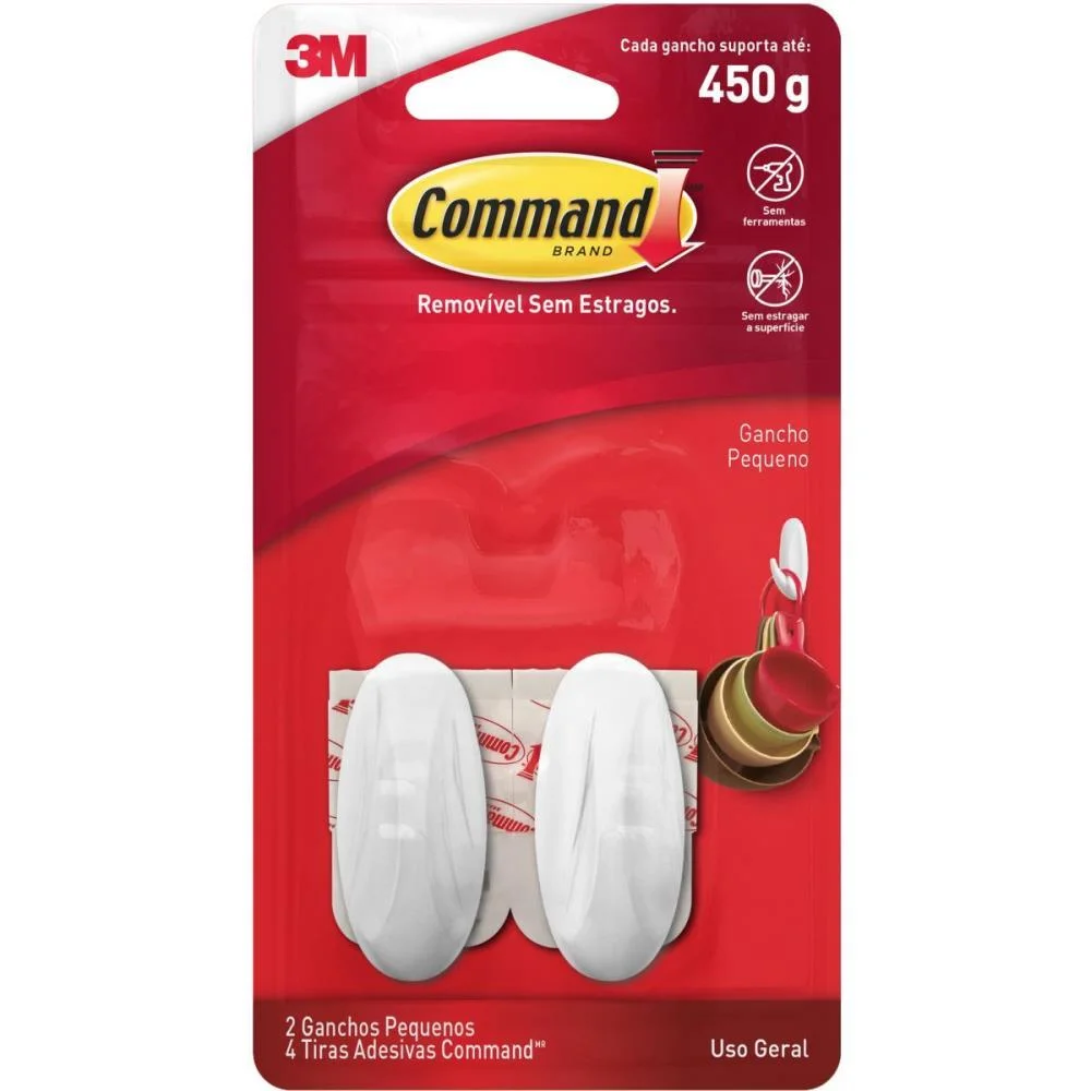 Gancho Plastico Command Pequeno C/2 3M (Bl.c/02) - imagem 2