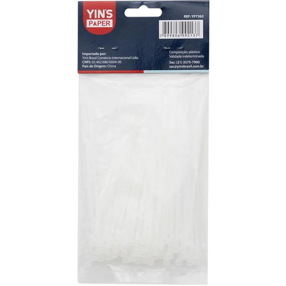Abracadeira Nylon Branca 2,5X100Mm. Yins (Pct.c/100) - imagem 4