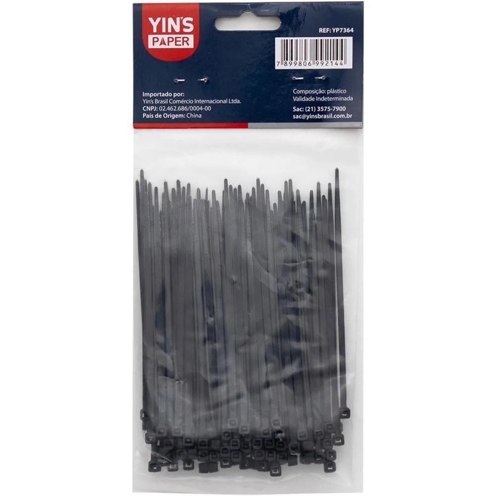Abracadeira Nylon Preta 2,5X100Mm. Yins (Pct.c/100) - imagem 4