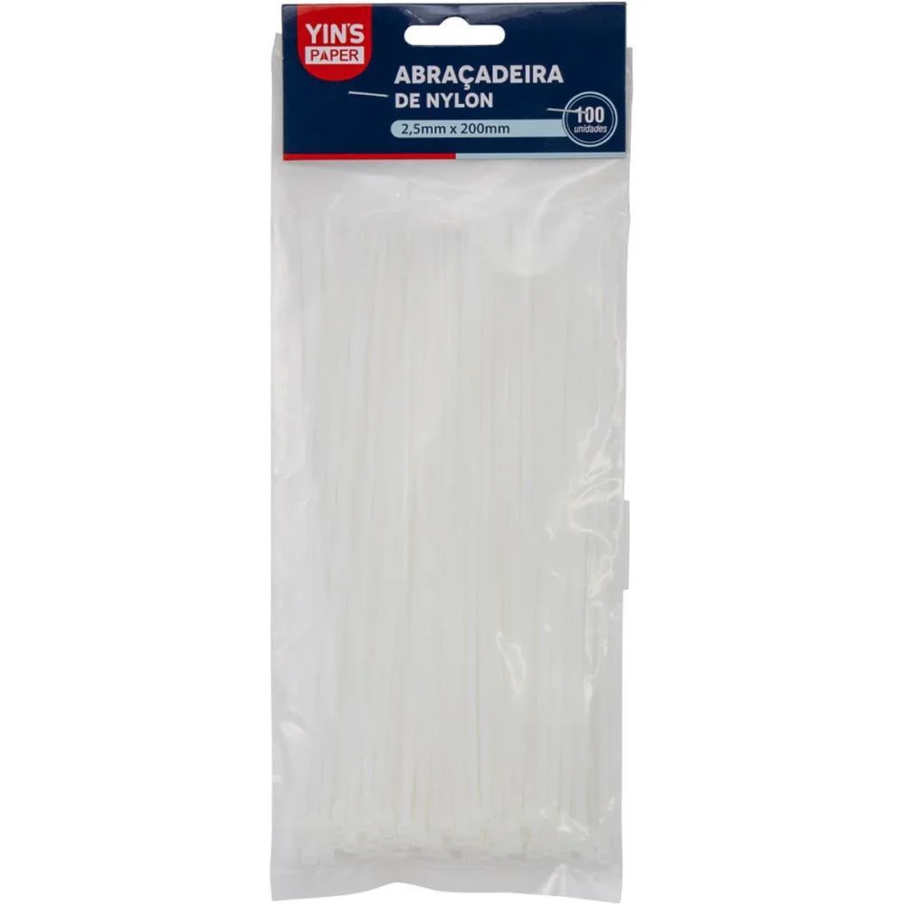 Abracadeira Nylon Branca 2,5X200Mm. Yins (Pct.c/100) - imagem 2