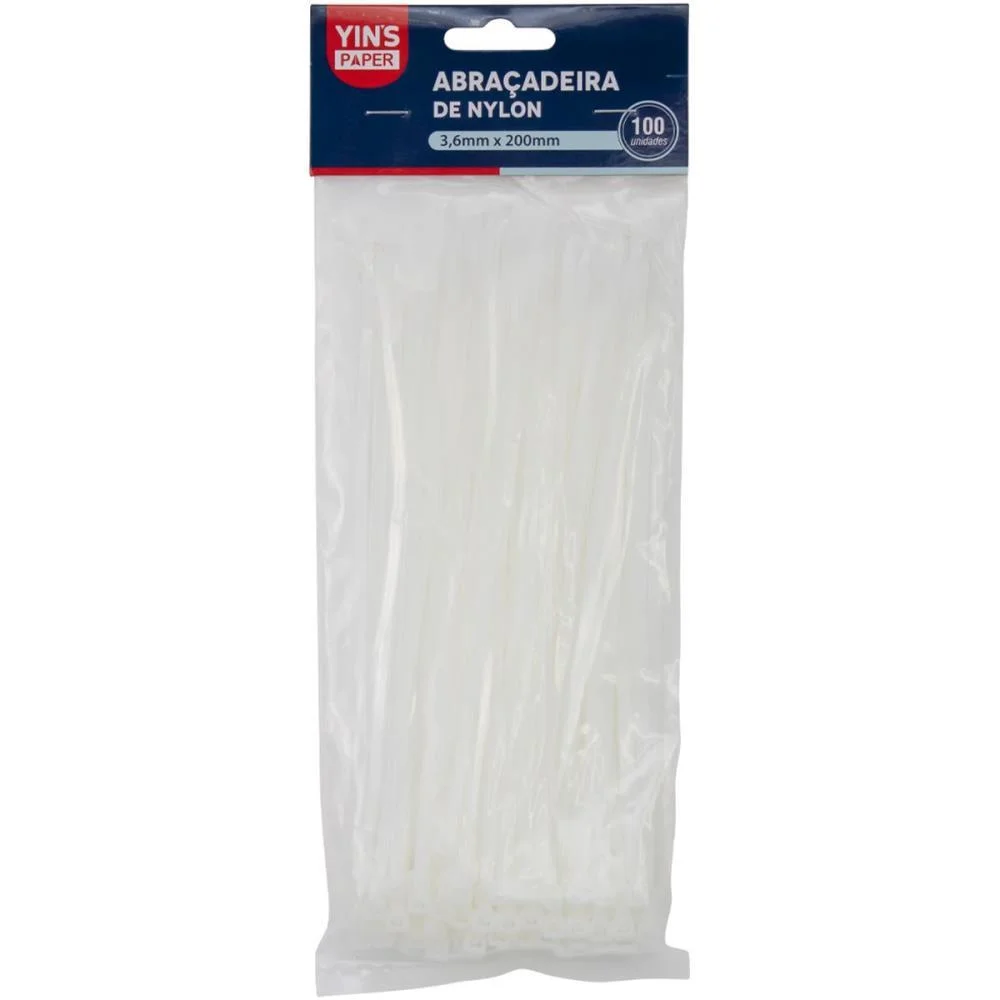 Abracadeira Nylon Branca 3,6X200Mm. Yins (Pct.c/100) - imagem 3