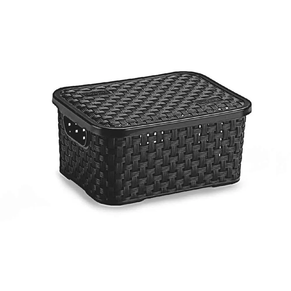 Caixa Plastica Multiuso Rattan C/Tampa Preto Pp 2L. Nitron (Unidade) - imagem 2