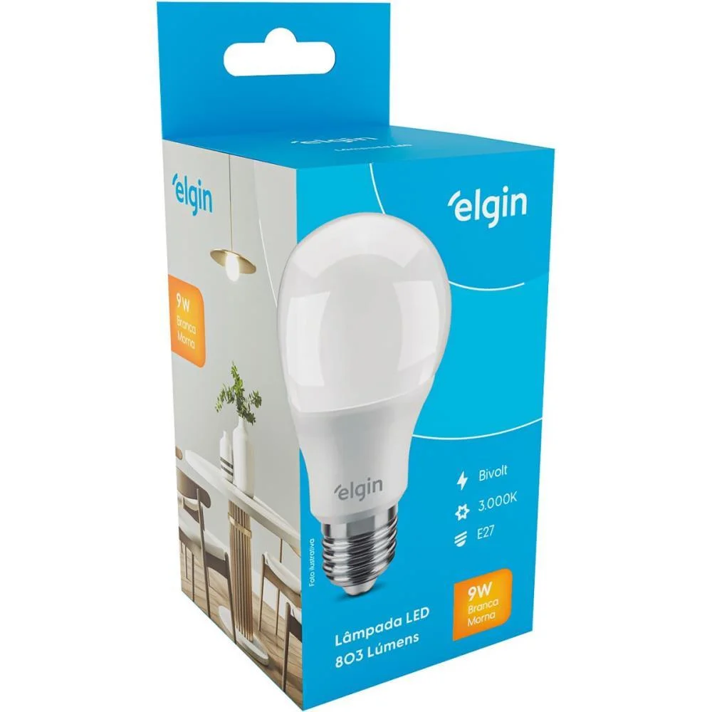 Lampada Led Bulbo A60 9W Bivolt 3000K Elgin (Cx.c/10) - imagem 5