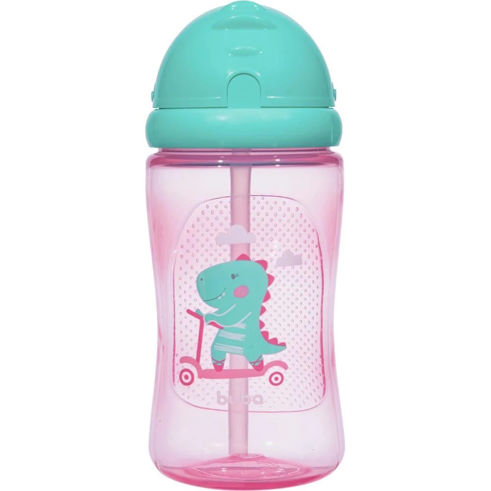 Garrafa Plastica Dino Patinete Rosa 400Ml. Retr Buba (Unidade) - imagem 3