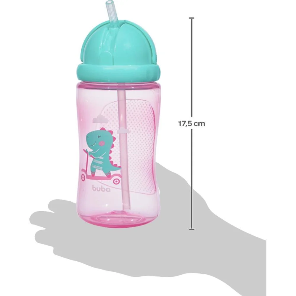 Garrafa Plastica Dino Patinete Rosa 400Ml. Retr Buba (Unidade) - imagem 6