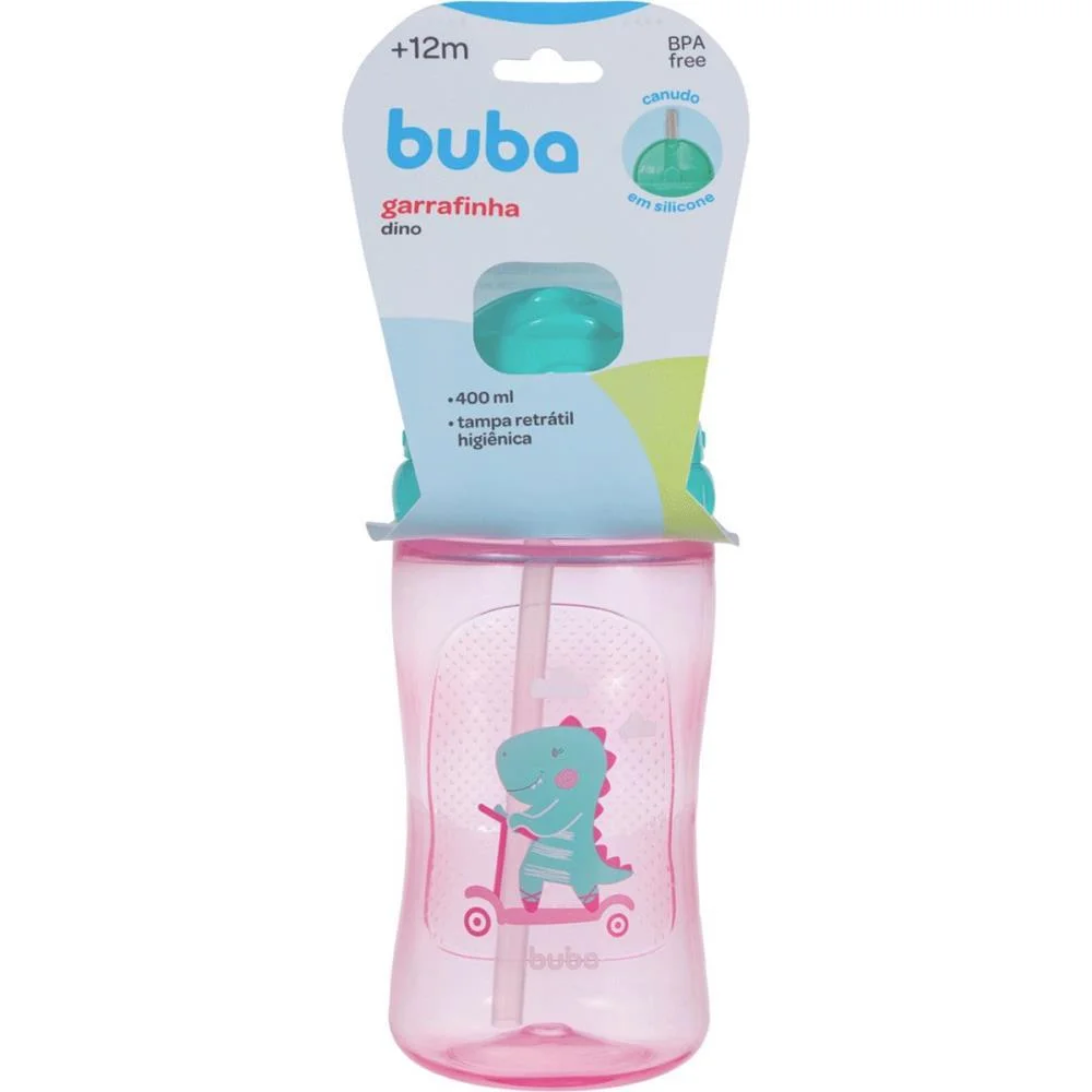 Garrafa Plastica Dino Patinete Rosa 400Ml. Retr Buba (Unidade) - imagem 7