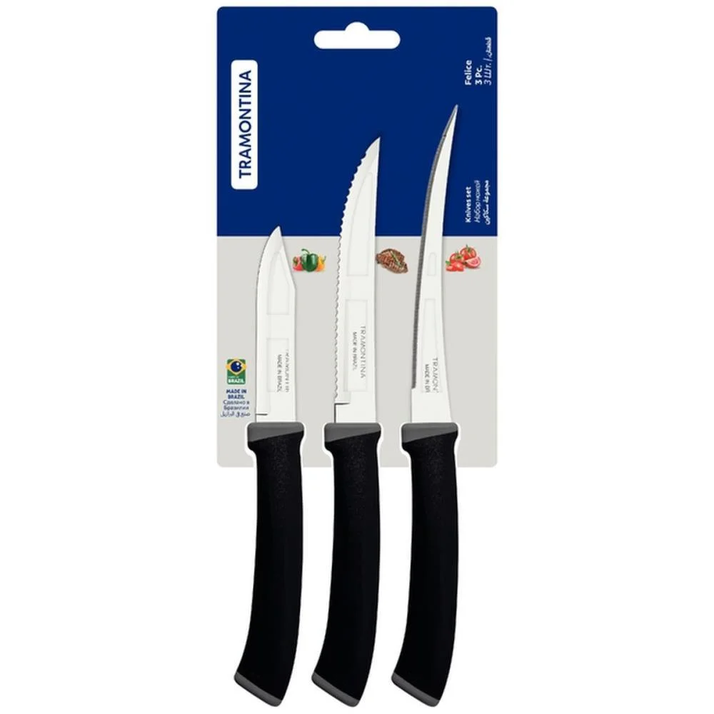 Faca Jogo Felice 3Pcs Inox Cabo Pt Tramontina - imagem 5