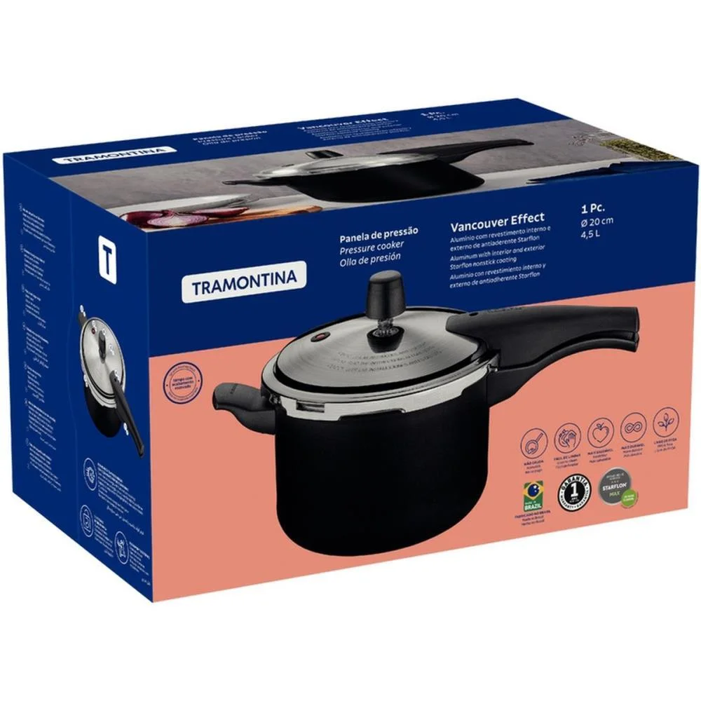 Panela Pressão Antiaderente 4,5L Pret Tramontina (Unidade) - imagem 5