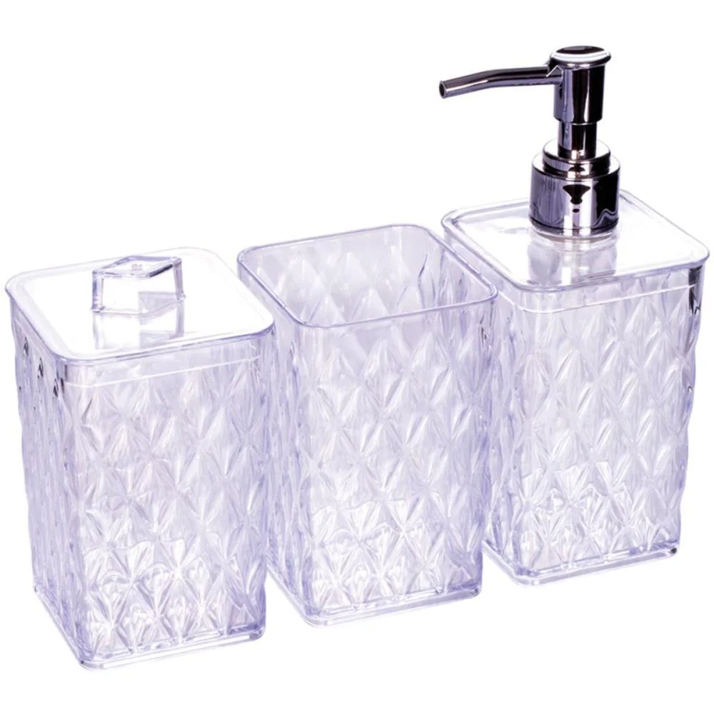 Utensilios Para Banheiro Kit Banho Glamour 3Pcs Cristal Plasutil (Kit) - imagem 2