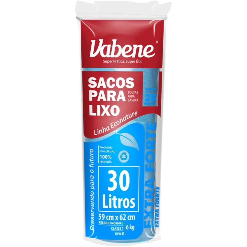 Saco Para Lixo 30L Azul 59X62Cm 35 Micras Vabene (Rl.c/25) - imagem 3