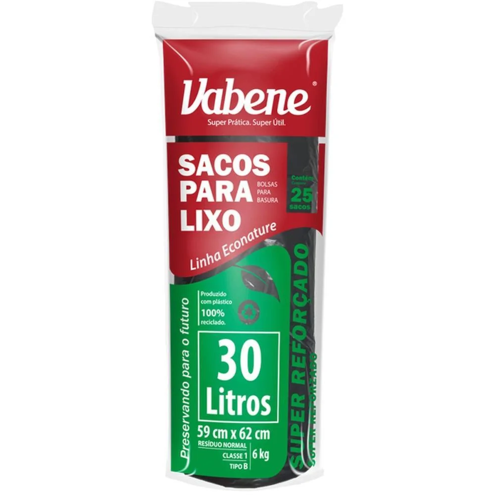 Saco Para Lixo 30L Preto 59X62Cm 35 Micras Vabene (Rl.c/25) - imagem 3
