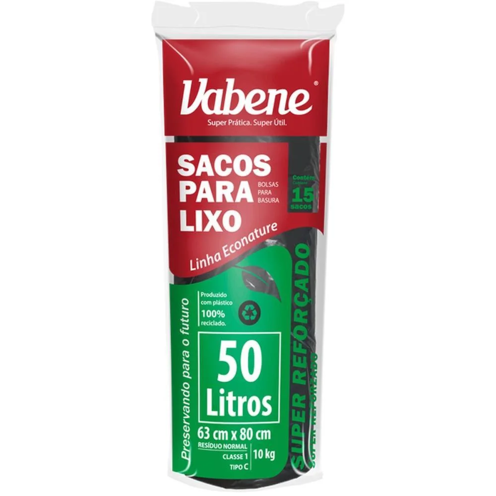 Saco Para Lixo 50L Preto 63X80Cm 40 Micras Vabene (Rl.c/15) - imagem 3