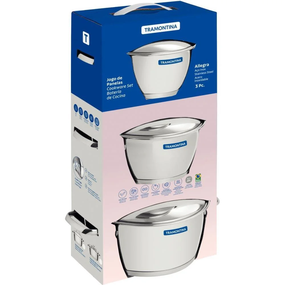 Panela Jogo Allegra 3Pçs Aço Inox Tramontina (Unidade) - imagem 5