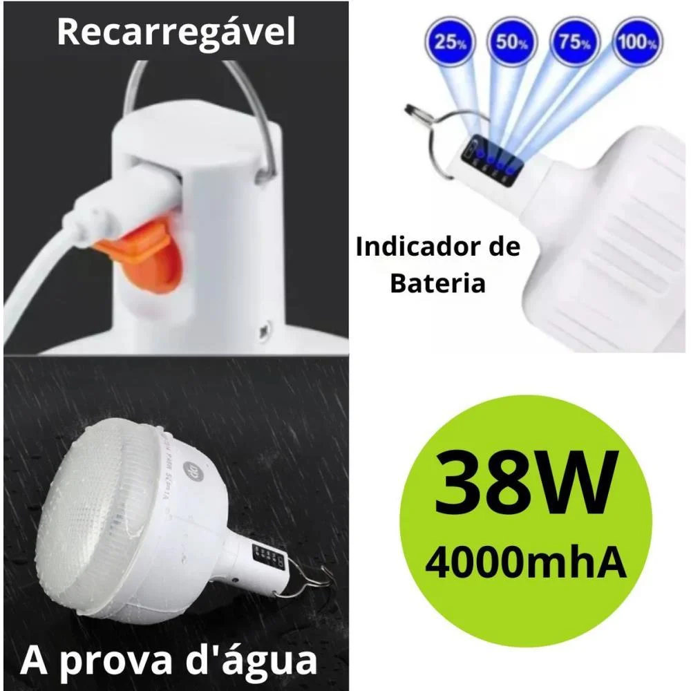 Lampada Led Recarregavel 38W-4000Mah Flex (Unidade) - imagem 4