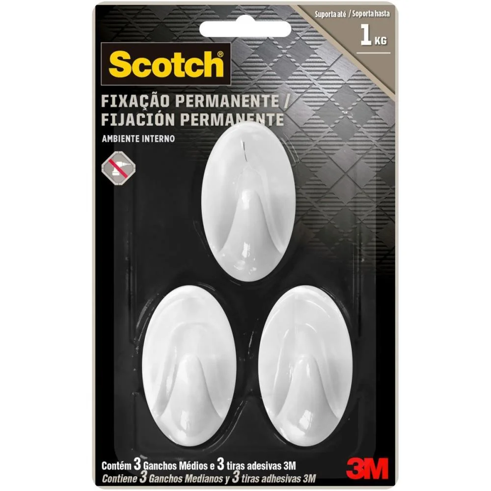 Gancho Plastico Scotch Plast. Extrema Med. C/3 3M (Blister) - imagem 2