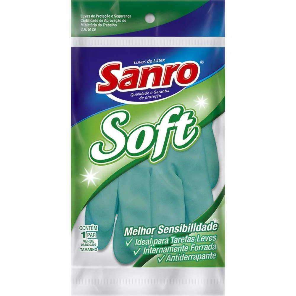 Luva Sanro Soft Verde Media Sao Roque (Par) - imagem 3