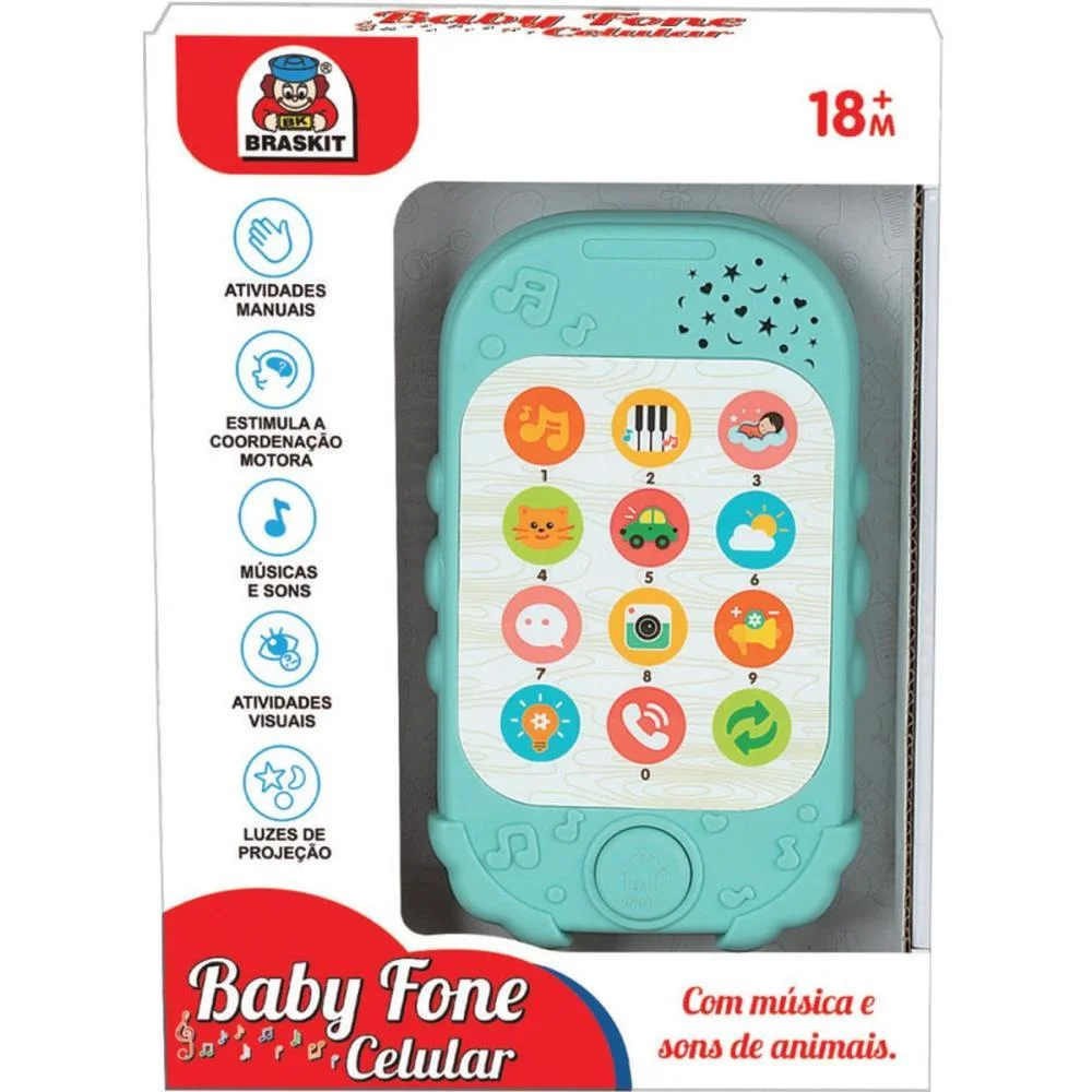 Brinquedo Para Bebe Baby Fone Celular C/Som E Luz Braskit (Unidade) - imagem 4