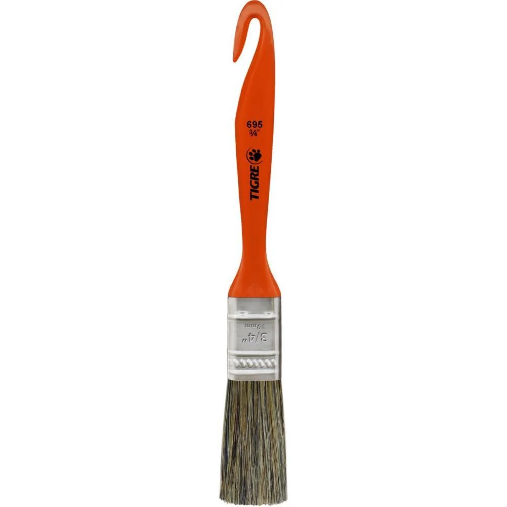 Trincha De Pintura 695 Media Cerda Gris 3/4 Pol. Pinceis Tigre (Pct.c/12) - imagem 2