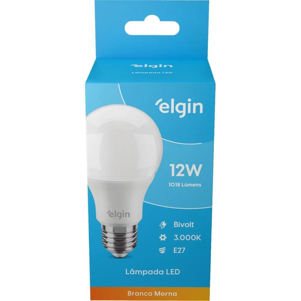 Lampada Led Bulbo 12W Bivolt 3000K Elgin (Unidade) - imagem 3