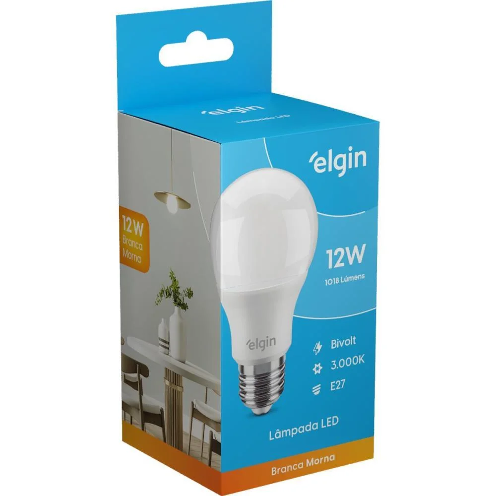 Lampada Led Bulbo 12W Bivolt 3000K Elgin (Unidade) - imagem 4